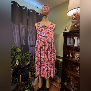 Nooworks Pink and Green Graphic Dress
